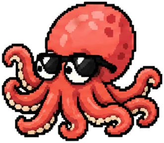 a big octopus in black sunglasses