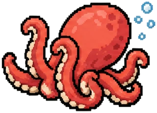 an octopus swimming off with a trail of bubbles